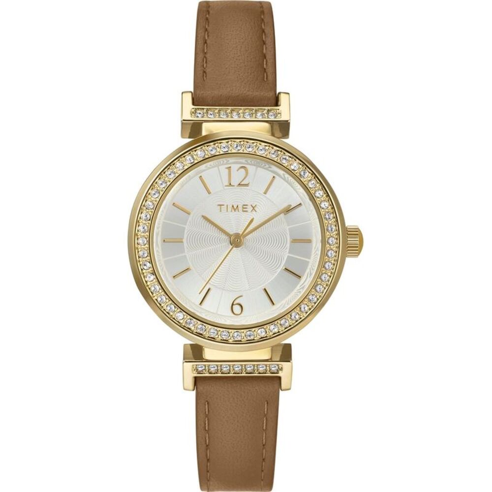 Timex Trend 31mm Brown Leather Gold-Tone Ladies Watch